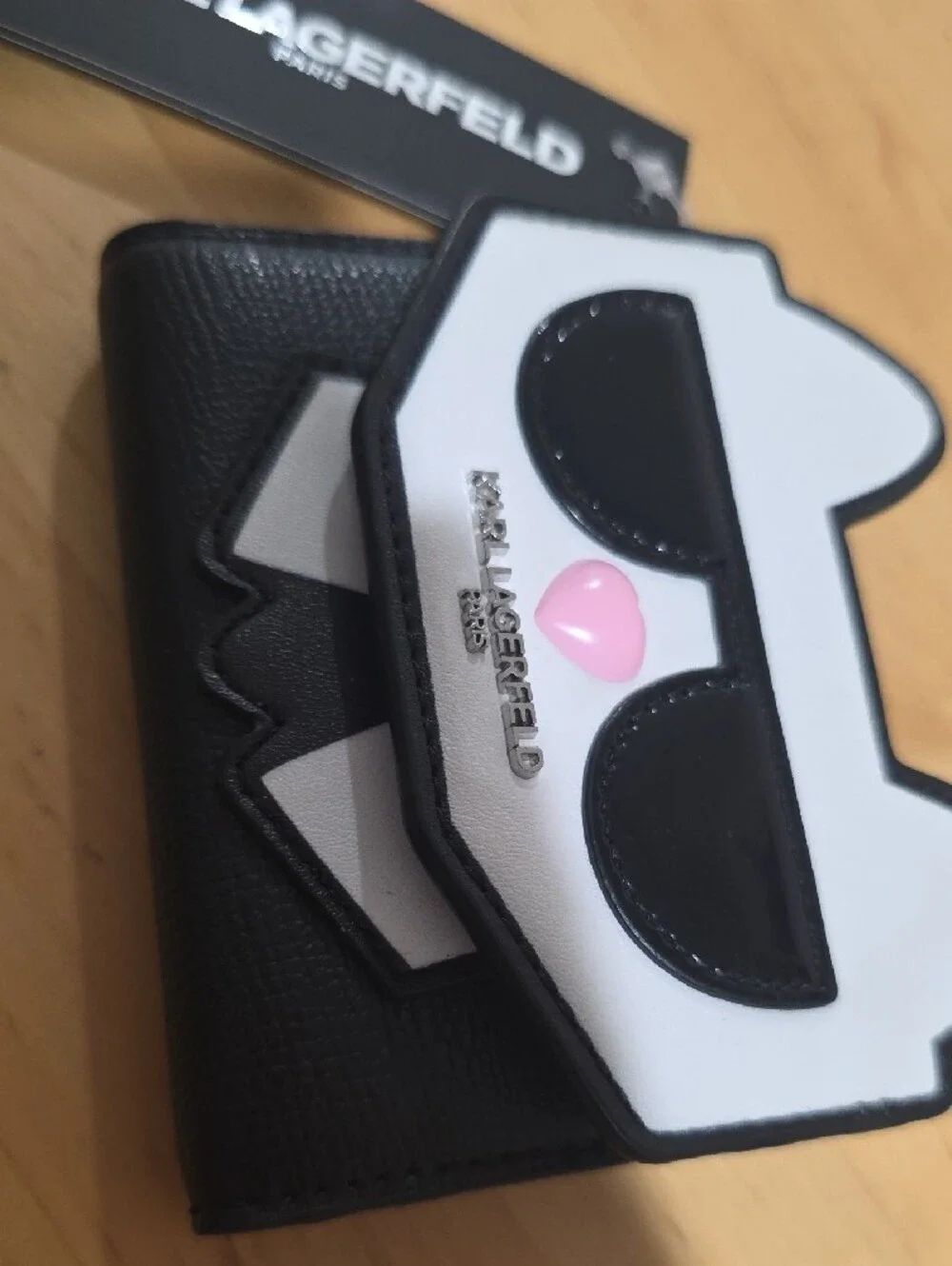 Karl Lagerfeld Black White Coin purses with Pink Nose Cat Face